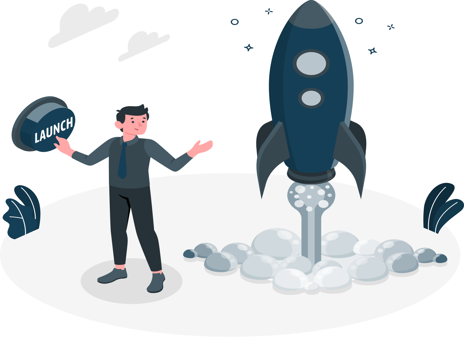 Rocket launch celebration illustration